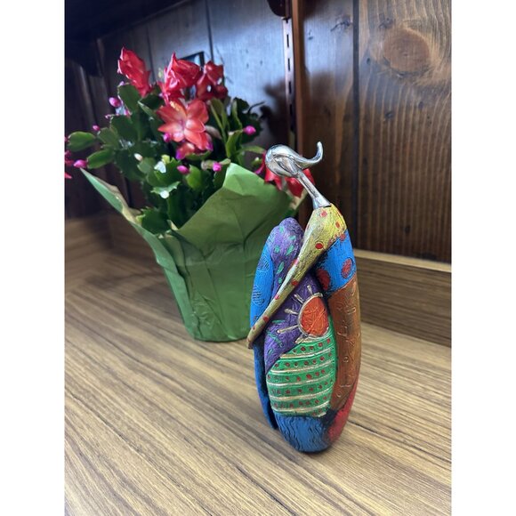 Set Of 3 Abstract Colorful Modern Art Sculptures With Silver Accents - Picture 8 of 13